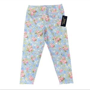 Polo Ralph Lauren Blue Pink Floral Girls Capri Leggings Athletic NWT Medium 8/10